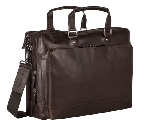 Leonhard Heyden Dakota Zipped Briefcase 2 Compartments Brown von Leonhard Heyden
