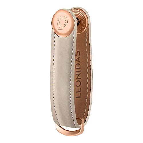 Premium Leder Damen Schlüsselhalter Smart Key Organizer Schlüssel Etui Holder Schlüsselanhänger Schlüsselbund Ring Fächer Schlüsseltasche Halter Schlüsselkette Accessoire (beige) von Leonidas