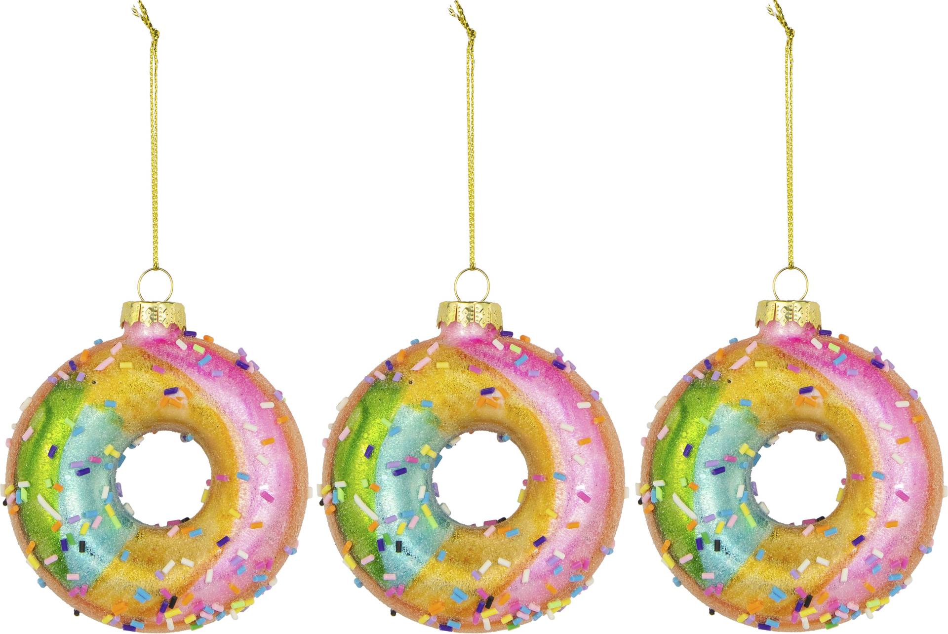 Leonique Christbaumschmuck "Donut Reuben, Weihnachtsbaumkugel aus Glas", (Set, 3 tlg.), Weihnachtsdeko, Christbaumkugeln von Leonique