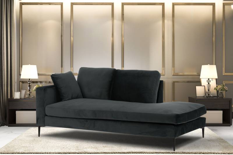 Home affaire Recamiere "Cozy Chaiselongue, Maße B/T/H: 195/97/80 cm" mit losen Kissen und Metallbeinen, Armlehne links oder rechts wählbar von home affaire