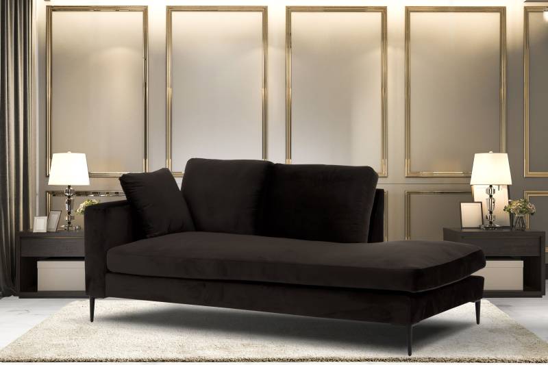 Home affaire Recamiere "Cozy Chaiselongue, Maße B/T/H: 195/97/80 cm" mit losen Kissen und Metallbeinen, Armlehne links oder rechts wählbar von home affaire