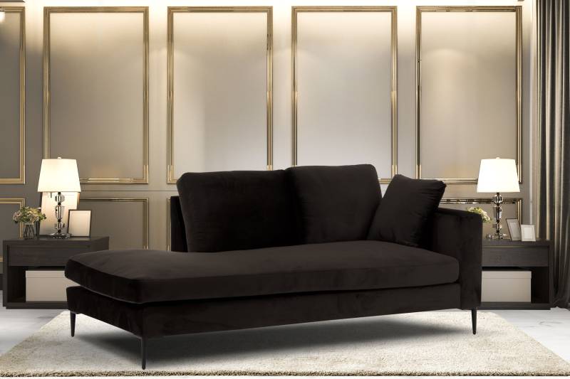 Home affaire Recamiere "Cozy Chaiselongue, Maße B/T/H: 195/97/80 cm" mit losen Kissen und Metallbeinen, Armlehne links oder rechts wählbar von home affaire