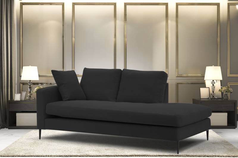 Home affaire Recamiere "Cozy Chaiselongue, Maße B/T/H: 195/97/80 cm" mit losen Kissen und Metallbeinen, Armlehne links oder rechts wählbar von home affaire