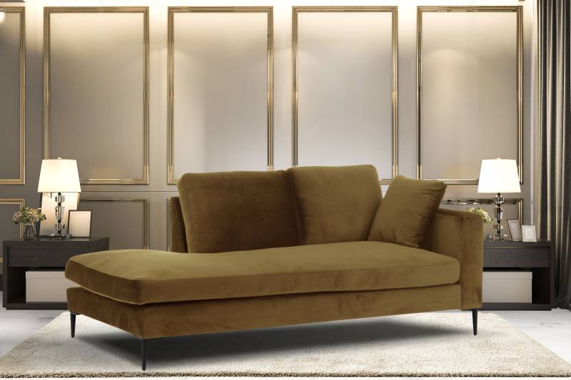 Home affaire Recamiere "Cozy Chaiselongue, Maße B/T/H: 195/97/80 cm" mit losen Kissen und Metallbeinen, Armlehne links oder rechts wählbar von home affaire