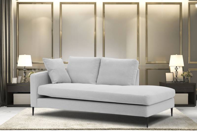 Home affaire Recamiere "Cozy Chaiselongue, Maße B/T/H: 195/97/80 cm" mit losen Kissen und Metallbeinen, Armlehne links oder rechts wählbar von home affaire