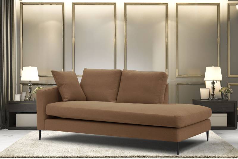 Home affaire Recamiere "Cozy Chaiselongue, Maße B/T/H: 195/97/80 cm" mit losen Kissen und Metallbeinen, Armlehne links oder rechts wählbar von home affaire