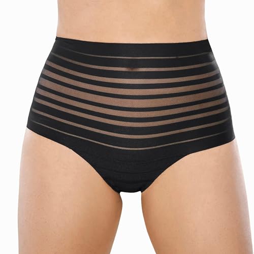 Leonisa Damen String Tanga Unterhose - Shapewear Miederhose mit Bauchweg Effekt-Schwarz-M von Leonisa