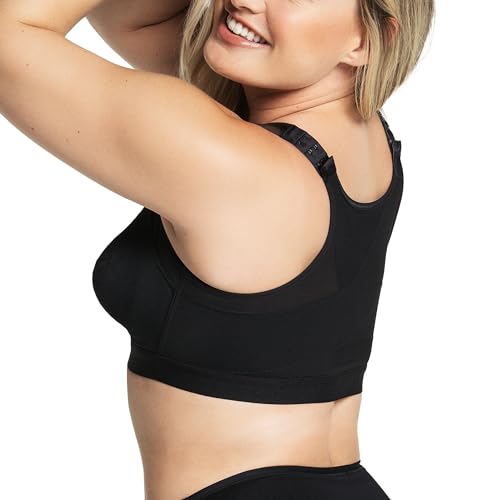 Leonisa Crisis Cross Back Support Haltungskorrektor BH für Frauen mit Frontverschluss und kabelloser Vollabdeckung - Multi/Funktional - Schwarz - 90B von Leonisa