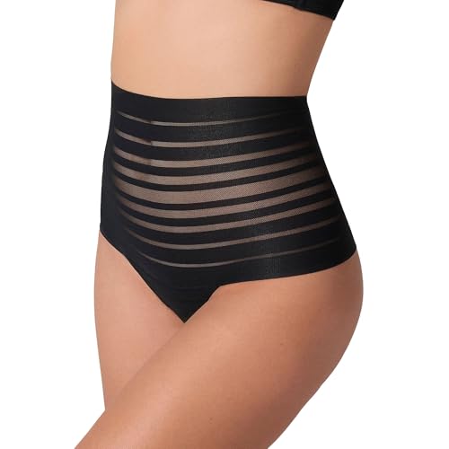 Leonisa Damen String Tanga Unterhose - Shapewear Miederhose mit Bauchweg Effekt-Schwarz-S von Leonisa