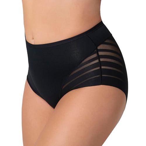 Leonisa Shapewear Bauchweg Damen Slip mit transparenten Tülleinsätzen-Schwarz-L von Leonisa