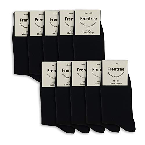 Leoodo 10 Paar Socken Herren Damen Tüv geprüfte gekämmte Baumwolle, für Business mit Komfortbund, Frentree BSK1901, Socken Farbe 2019:Schwarz (10er Pack), Socken Größe:35-38 von Leoodo