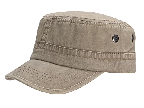 Leoodo Herren Damen Military Army Stil Cap aus Baumwolle verstellbare Sonnen Kappe für Wandern und Sport, Mütze Farbe 2020:Khaki von Leoodo