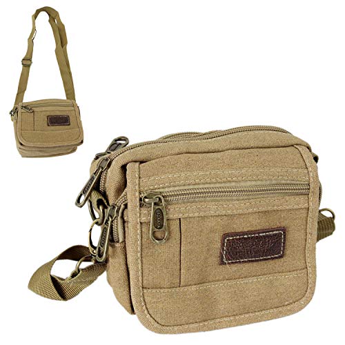 Leoodo Hüftasche Schultertasche Herren Damen taktische Gürteltasche Bauchtasche mit Sicherheitsring Crossbody für Handy Reise Hundebesitzer Sport Klettern Klein, Damen Tasche:Camel von Leoodo