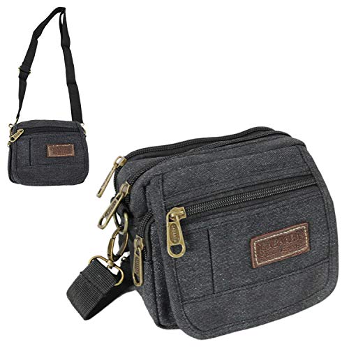 Leoodo Hüftasche Schultertasche Herren Damen taktische Gürteltasche Bauchtasche mit Sicherheitsring Crossbody für Handy Reise Hundebesitzer Sport Klettern Klein, Damen Tasche:Schwarz von Leoodo