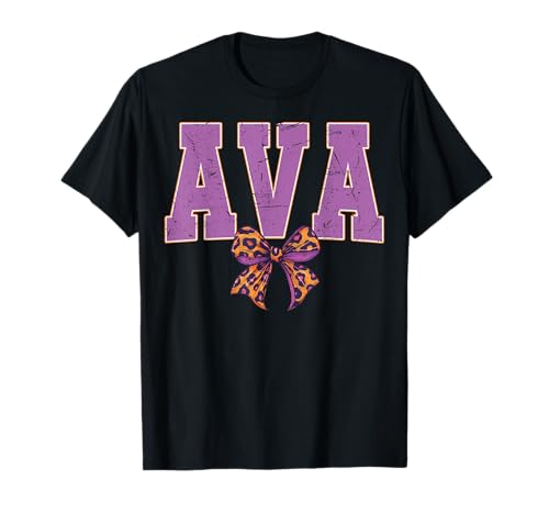 AVA Leopard Bow Trendy Name Design für Frauen und Mädchen T-Shirt AVA Leopard Bow Trendy Name Design für Frauen und Mädchen T-Shirt von Leopard Bow Custom Girls nennt Geburtstag cooles T