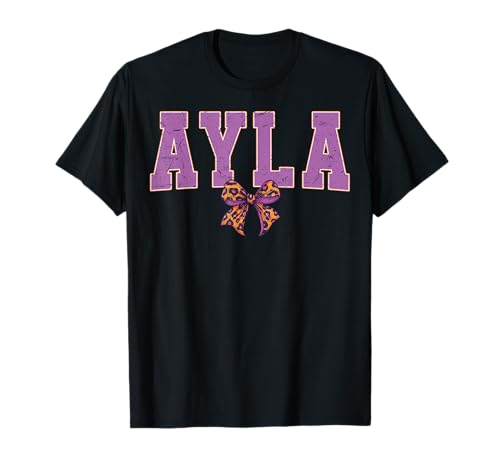 Ayla Leopard Bow Trendy Name Design für Frauen und Mädchen T-Shirt Ayla Leopard Bow Trendy Name Design für Frauen und Mädchen T-Shirt von Leopard Bow Custom Girls nennt Geburtstag cooles T
