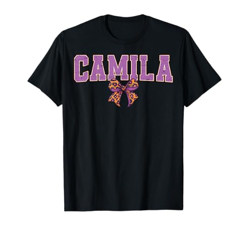 Camila Leopard Bow Trendy Name Design für Frauen und Mädchen T-Shirt von Leopard Bow Custom Girls nennt Geburtstag cooles T