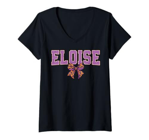 Damen Eloise Leopard Bow Trendy Name Design für Frauen und Mädchen T-Shirt mit V-Ausschnitt Damen Eloise Leopard Bow Trendy Name Design für Frauen und Mädchen T-Shirt mit V-Ausschnitt von Leopard Bow Custom Girls nennt Geburtstag cooles T