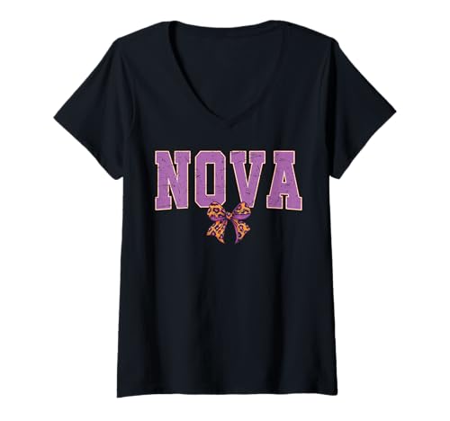 Damen Nova Leopard Bow Trendy Name Design für Frauen und Mädchen T-Shirt mit V-Ausschnitt Damen Nova Leopard Bow Trendy Name Design für Frauen und Mädchen T-Shirt mit V-Ausschnitt von Leopard Bow Custom Girls nennt Geburtstag cooles T