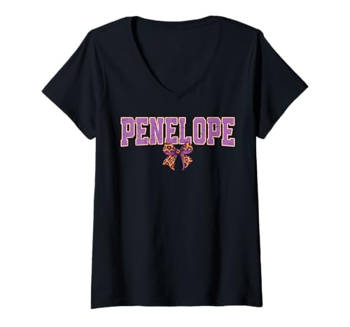 Damen Penelope Leopard Bow Trendy Name Design für Frauen und T-Shirt mit V-Ausschnitt Damen Penelope Leopard Bow Trendy Name Design für Frauen und T-Shirt mit V-Ausschnitt von Leopard Bow Custom Girls nennt Geburtstag cooles T