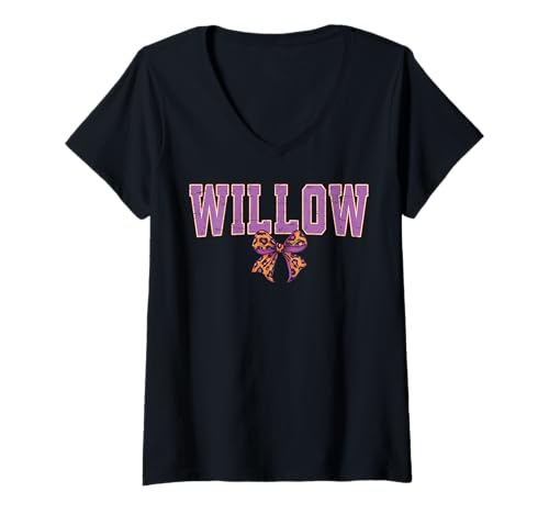 Damen Willow Leopard Bow Trendy Name Design für Frauen und Mädchen T-Shirt mit V-Ausschnitt Damen Willow Leopard Bow Trendy Name Design für Frauen und Mädchen T-Shirt mit V-Ausschnitt von Leopard Bow Custom Girls nennt Geburtstag cooles T