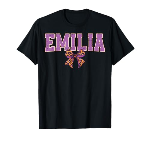 Emilia Leopard Bow Trendy Name Design für Frauen und Mädchen T-Shirt Emilia Leopard Bow Trendy Name Design für Frauen und Mädchen T-Shirt von Leopard Bow Custom Girls nennt Geburtstag cooles T