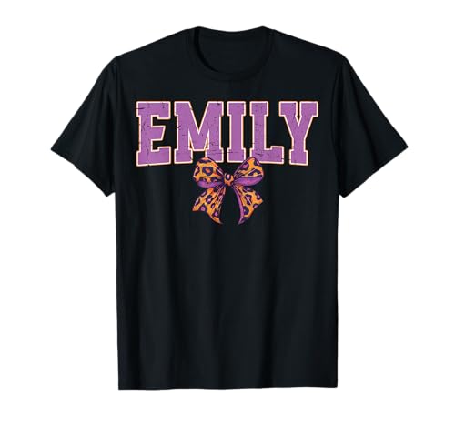 Emily Leopard Bow Trendy Name Design für Frauen und Mädchen T-Shirt Emily Leopard Bow Trendy Name Design für Frauen und Mädchen T-Shirt von Leopard Bow Custom Girls nennt Geburtstag cooles T
