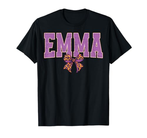 Emma Leopard Bow Trendy Name Design für Frauen und Mädchen T-Shirt Emma Leopard Bow Trendy Name Design für Frauen und Mädchen T-Shirt von Leopard Bow Custom Girls nennt Geburtstag cooles T