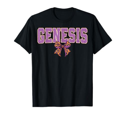 Genesis Leopard Bow Trendy Name Design für Frauen und T-Shirt von Leopard Bow Custom Girls nennt Geburtstag cooles T