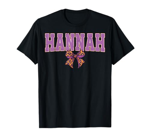 Hannah Leopard Bow Trendy Name Design für Frauen und Mädchen T-Shirt Hannah Leopard Bow Trendy Name Design für Frauen und Mädchen T-Shirt von Leopard Bow Custom Girls nennt Geburtstag cooles T