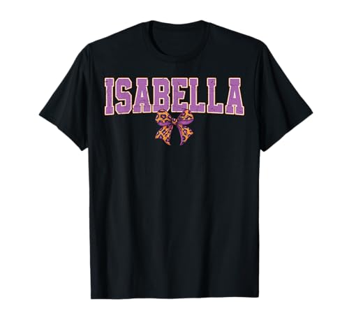 Isabella Leopard Bow Trendy Name Design für Frauen und T-Shirt von Leopard Bow Custom Girls nennt Geburtstag cooles T