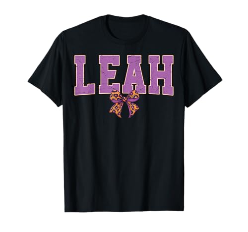 Leah Leopard Bow Trendy Name Design für Frauen und Mädchen T-Shirt Leah Leopard Bow Trendy Name Design für Frauen und Mädchen T-Shirt von Leopard Bow Custom Girls nennt Geburtstag cooles T