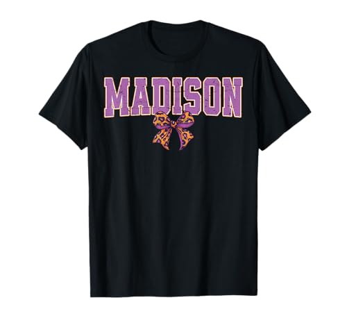 Madison Leopard Bow Trendy Name Design für Frauen und T-Shirt Madison Leopard Bow Trendy Name Design für Frauen und T-Shirt von Leopard Bow Custom Girls nennt Geburtstag cooles T