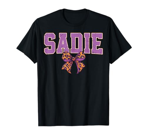 Sadie Leopard Bow Trendy Name Design für Frauen und Mädchen T-Shirt von Leopard Bow Custom Girls nennt Geburtstag cooles T