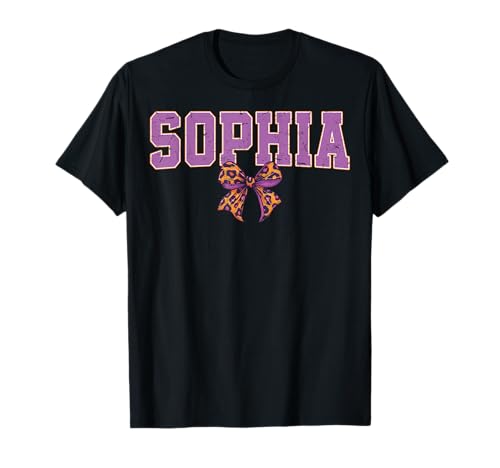 Sophia Leopard Bow Trendy Name Design für Frauen und Mädchen T-Shirt von Leopard Bow Custom Girls nennt Geburtstag cooles T