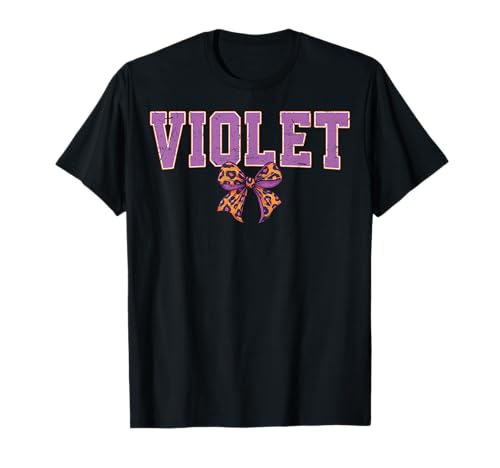 Violet Leopard Bow Trendy Name Design für Frauen und Mädchen T-Shirt Violet Leopard Bow Trendy Name Design für Frauen und Mädchen T-Shirt von Leopard Bow Custom Girls nennt Geburtstag cooles T