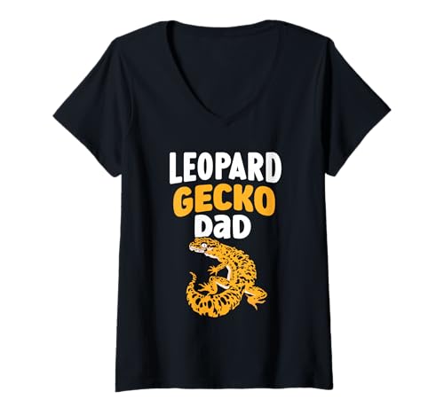 Damen Leopard Gecko Papa Eidechse Geckos Besitzer Leopardgecko T-Shirt mit V-Ausschnitt Damen Leopard Gecko Papa Eidechse Geckos Besitzer Leopardgecko T-Shirt mit V-Ausschnitt von Leopard Gecko Dad Leopardgecko Leopardgeckos Vater