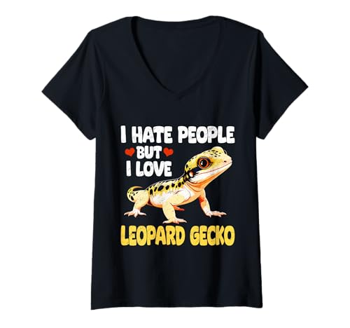 Damen I Love Leopard Gecko Cute Reptile Eidechse T-Shirt mit V-Ausschnitt Damen I Love Leopard Gecko Cute Reptile Eidechse T-Shirt mit V-Ausschnitt von Leopard Gecko Designs For Reptile Lizard Lover