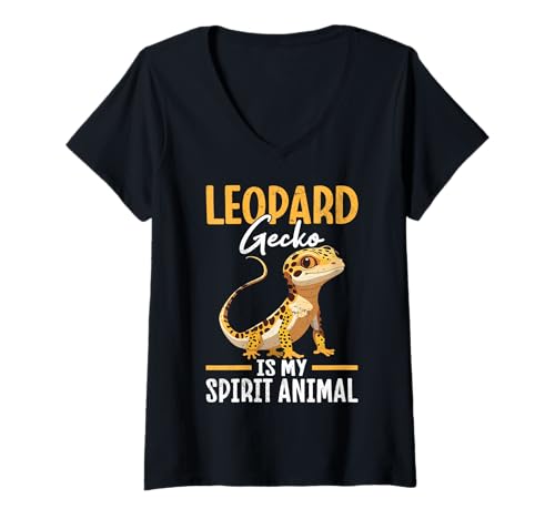 Damen Leopard Gecko is My Spirit Tier Reptil Eidechse T-Shirt mit V-Ausschnitt Damen Leopard Gecko is My Spirit Tier Reptil Eidechse T-Shirt mit V-Ausschnitt von Leopard Gecko Designs For Reptile Lizard Lover