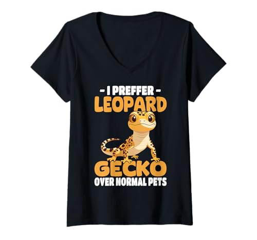 Damen Süßes Echsenreptil mit Leopardgecko-Grafik T-Shirt mit V-Ausschnitt Damen Süßes Echsenreptil mit Leopardgecko-Grafik T-Shirt mit V-Ausschnitt von Leopard Gecko Designs For Reptile Lizard Lover