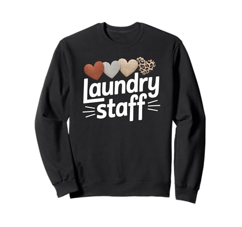 Lustiger Wäschestab Spruch Humorvolle Arbeit Humor Frauen Männer Sweatshirt von Leopard Heart Laundry Team Uniform Worker Mom