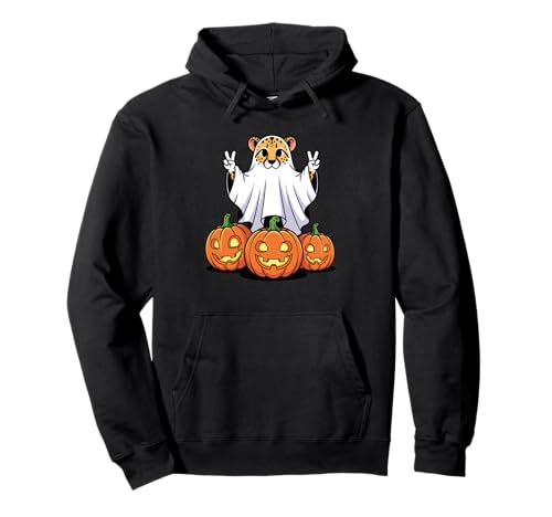Lustiger Gepardengeist Kürbis Boo Halloween Kinder Herren Damen Pullover Hoodie von Leopard Lovers Halloween Ghost Pumpkin Outfits