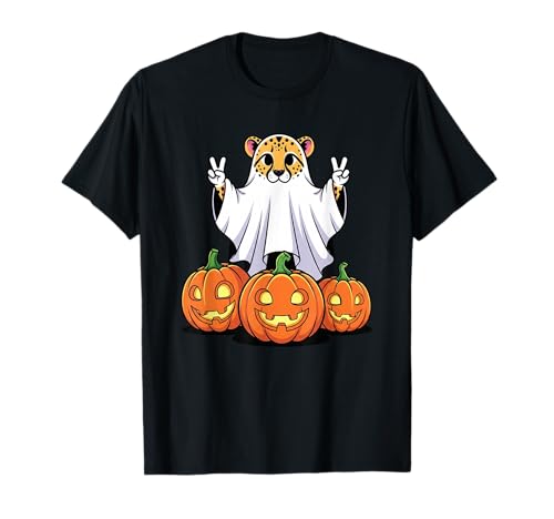 Lustiger Gepardengeist Kürbis Boo Halloween Kinder Herren Damen T-Shirt von Leopard Lovers Halloween Ghost Pumpkin Outfits