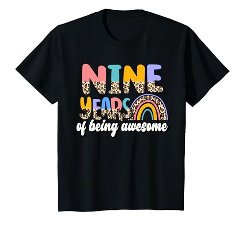 Kinder Nine Years Of Being Awesome Tierhautmuster Geburtstag T-Shirt Kinder Nine Years Of Being Awesome Tierhautmuster Geburtstag T-Shirt von Leopard Rosette Kids Accessories and Apparel