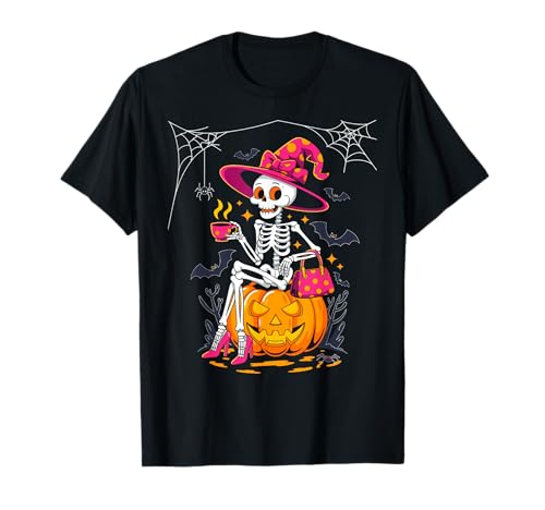 Cute Skeleton Drinking Coffee Lover Halloween Costumes Women T-Shirt Cute Skeleton Drinking Coffee Lover Halloween Costumes Women T-Shirt von Leopard Skeleton Halloween Costumes Tees Womens