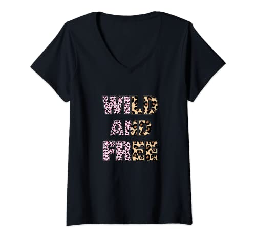 Damen Leoparden Muster Wild And Free Leo Style Gepard Freiheit T-Shirt mit V-Ausschnitt Damen Leoparden Muster Wild And Free Leo Style Gepard Freiheit T-Shirt mit V-Ausschnitt von Leoparden Wildnis Und Frei Muster Tee by Organiqed