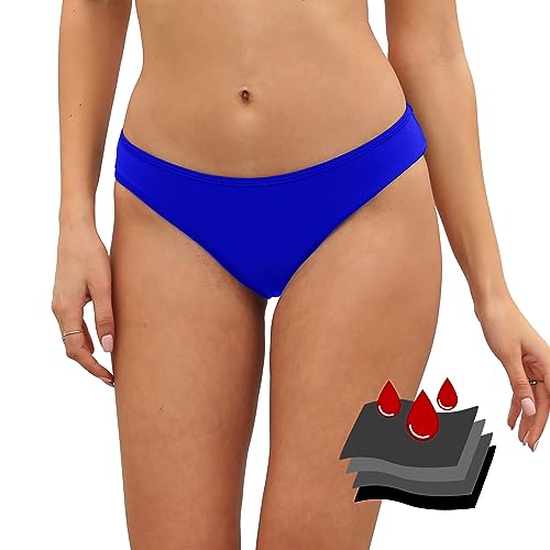 Leoparts Period Bademode Menstruations-Auslaufsichere Bikinihose Low Rise Swimuit Bottom Slip für Mädchen, Teenager, Frauen, Königsblau 852, XS von Leoparts