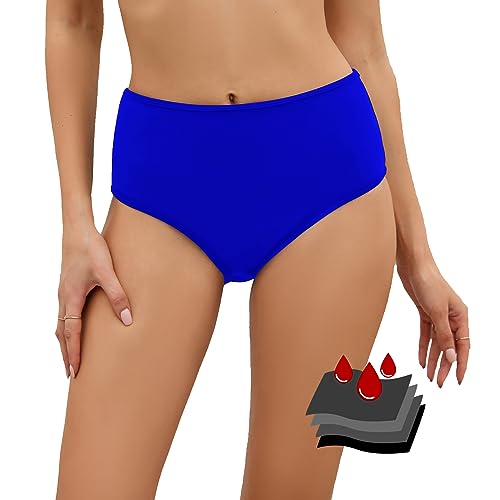 Leoparts Periode Bademode, Menstruations-, auslaufsichere Bikinihose, schwarz, hohe Taille, Abdeckung, Badehose für Mädchen, Teenager, Frauen, Königsblau 853, XS von Leoparts