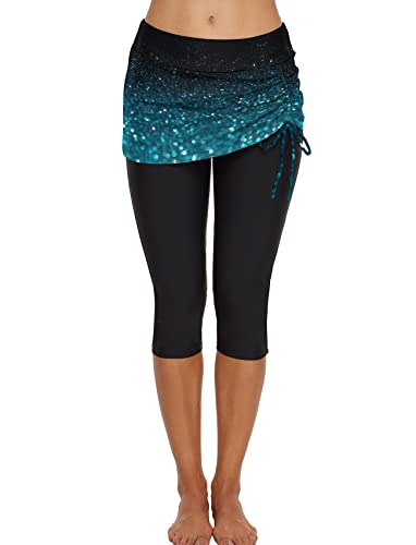 Schwimmhose mit Rock, Caprihose, Surf-Leggings, Neoprenanzughose, UV-Boardshorts für Damen, Sternenhimmel Muster, Large von Leoparts