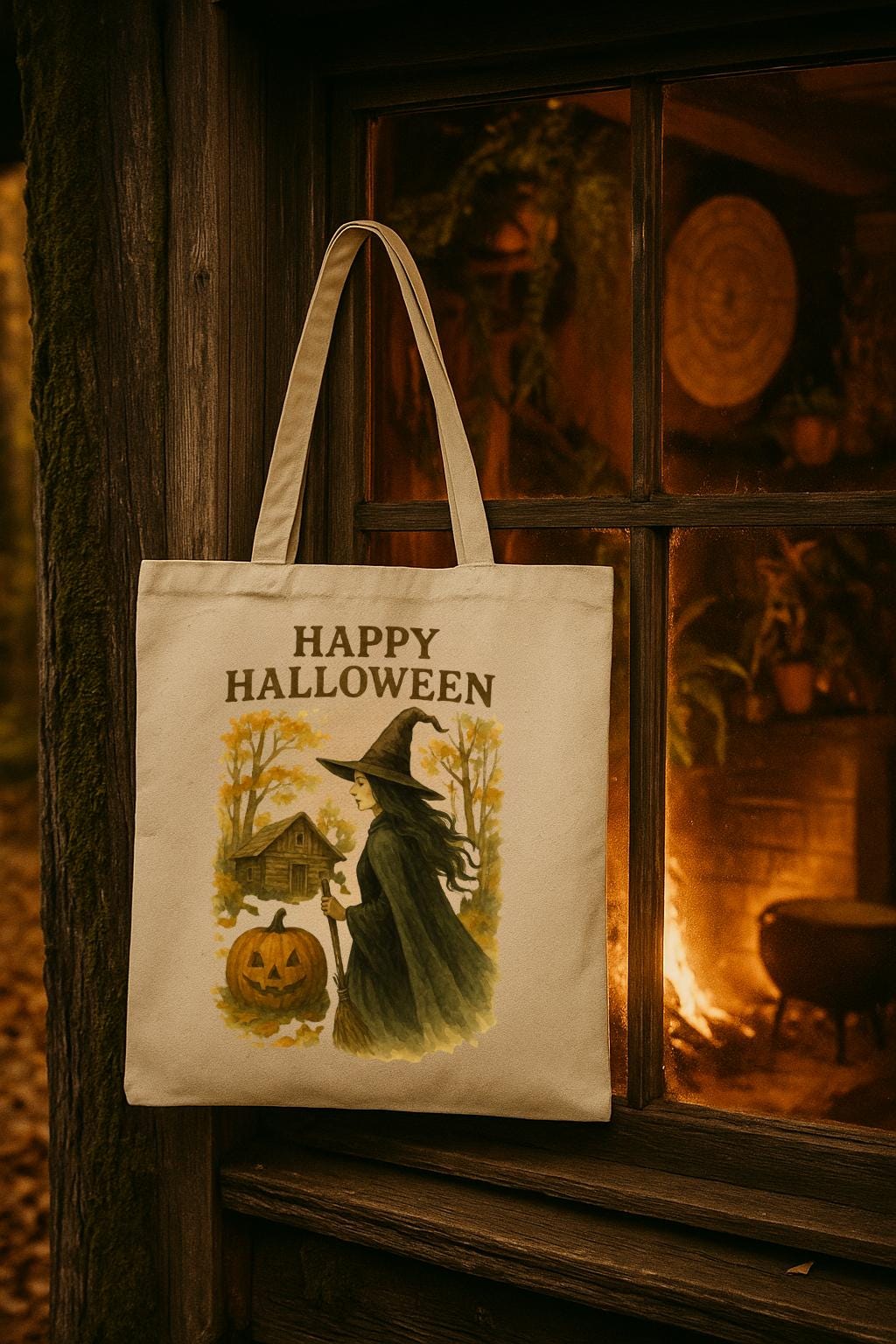 Hexenwald-Happy Halloween - Stoffbeutel Mit Hexe & Kürbis | Herbstlich, Vintage-Inspirierter Beutel/Totebag/Tragetasche Unisex Hexenwald-Happy Halloween - Stoffbeutel Mit Hexe & Kürbis | Herbstlich, Vintage-Inspirierter Beutel/Totebag/Tragetasche Unisex von LeotioCreazione